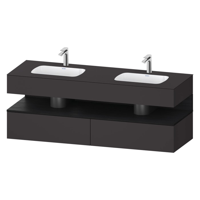 Duravit Qatego Einbauwaschtisch links und rechts mit Konsolenwaschtischunterbau 160 x 60 cm, 1 Auszug, mit LED Beleuchtung