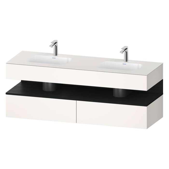 Duravit Qatego Einbauwaschtisch links und rechts mit Konsolenwaschtischunterbau 160 x 60 cm, 1 Auszug, mit LED Beleuchtung
