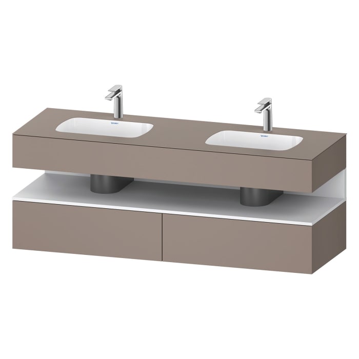 Duravit Qatego Einbauwaschtisch links und rechts mit Konsolenwaschtischunterbau 160 x 60 cm, 1 Auszug, mit LED Beleuchtung