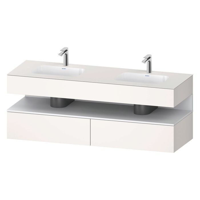 Duravit Qatego Einbauwaschtisch links und rechts mit Konsolenwaschtischunterbau 160 x 60 cm, 1 Auszug, mit LED Beleuchtung