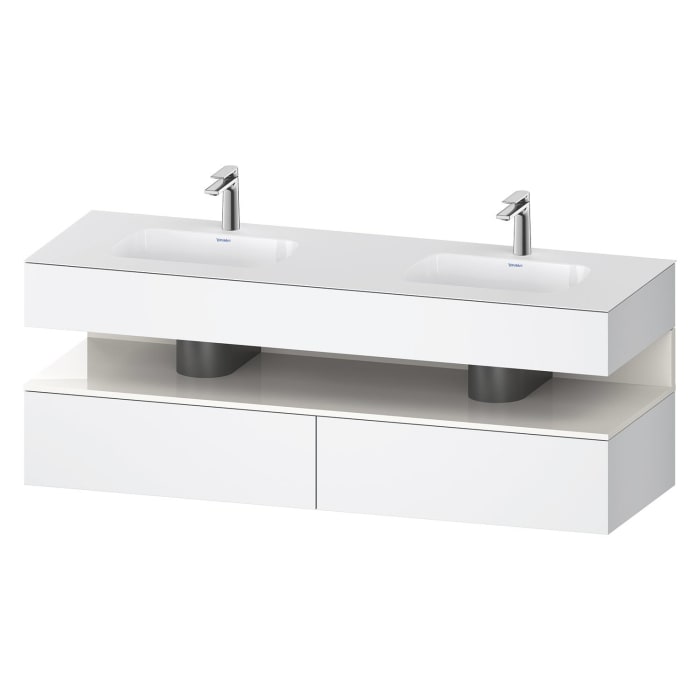 Duravit Qatego Einbauwaschtisch links und rechts mit Konsolenwaschtischunterbau 160 x 60 cm, 1 Auszug