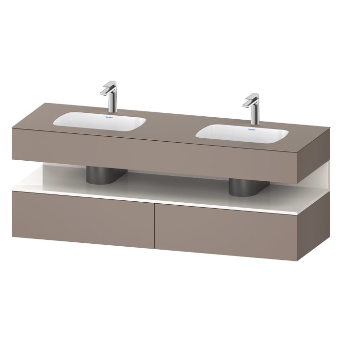 Duravit Qatego Einbauwaschtisch links und rechts mit Konsolenwaschtischunterbau 160 x 60 cm, 1 Auszug, mit LED Beleuchtung