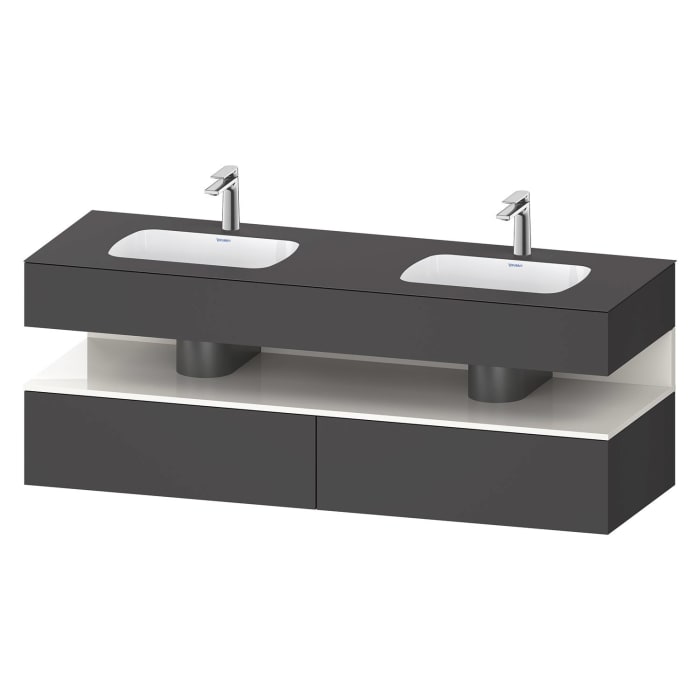 Duravit Qatego Einbauwaschtisch links und rechts mit Konsolenwaschtischunterbau 160 x 60 cm, 1 Auszug