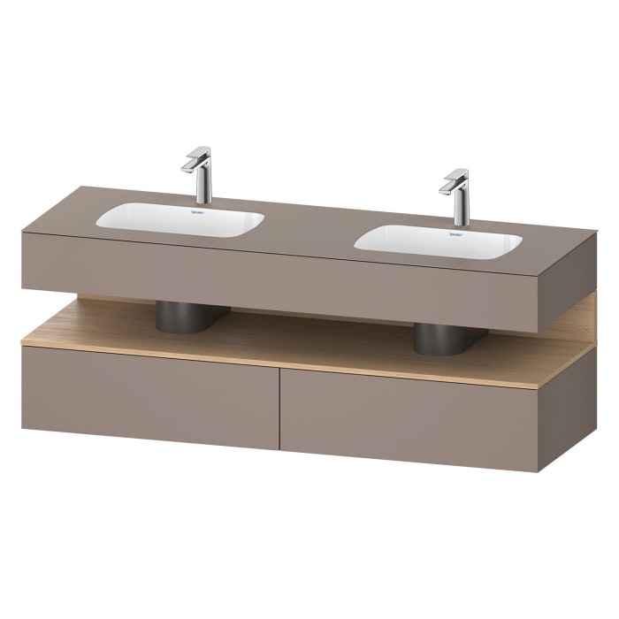 Duravit Qatego Einbauwaschtisch links und rechts mit Konsolenwaschtischunterbau 160 x 60 cm, 1 Auszug, mit LED Beleuchtung