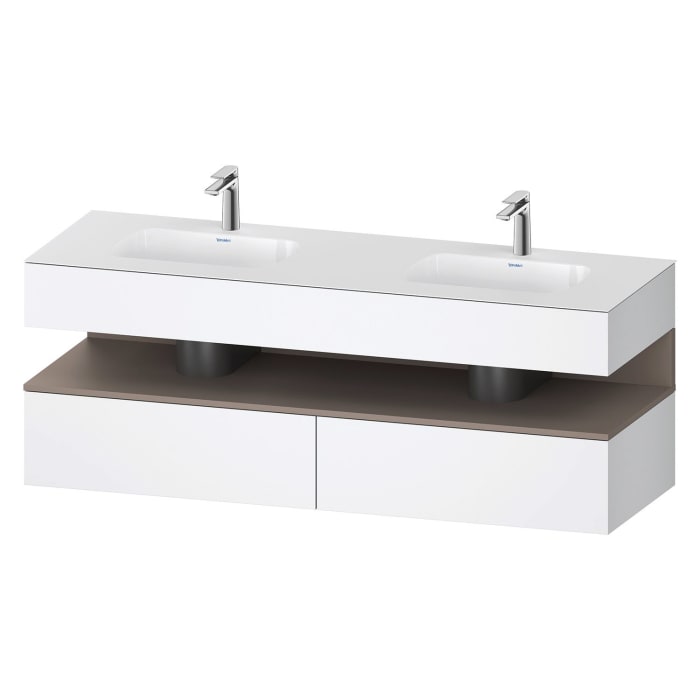 Duravit Qatego Einbauwaschtisch links und rechts mit Konsolenwaschtischunterbau 160 x 60 cm, 1 Auszug, mit LED Beleuchtung