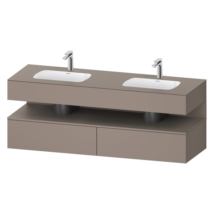 Duravit Qatego Einbauwaschtisch links und rechts mit Konsolenwaschtischunterbau 160 x 60 cm, 1 Auszug, mit LED Beleuchtung