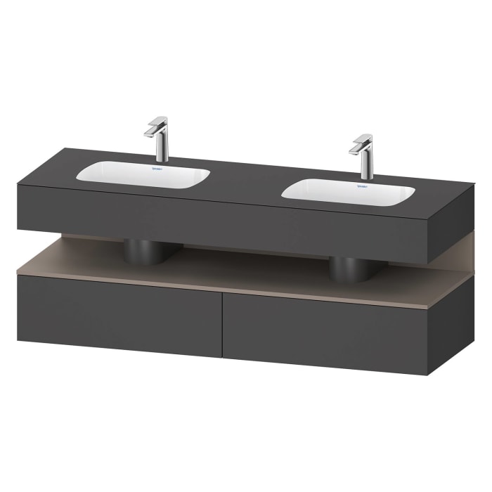 Duravit Qatego Einbauwaschtisch links und rechts mit Konsolenwaschtischunterbau 160 x 60 cm, 1 Auszug, mit LED Beleuchtung