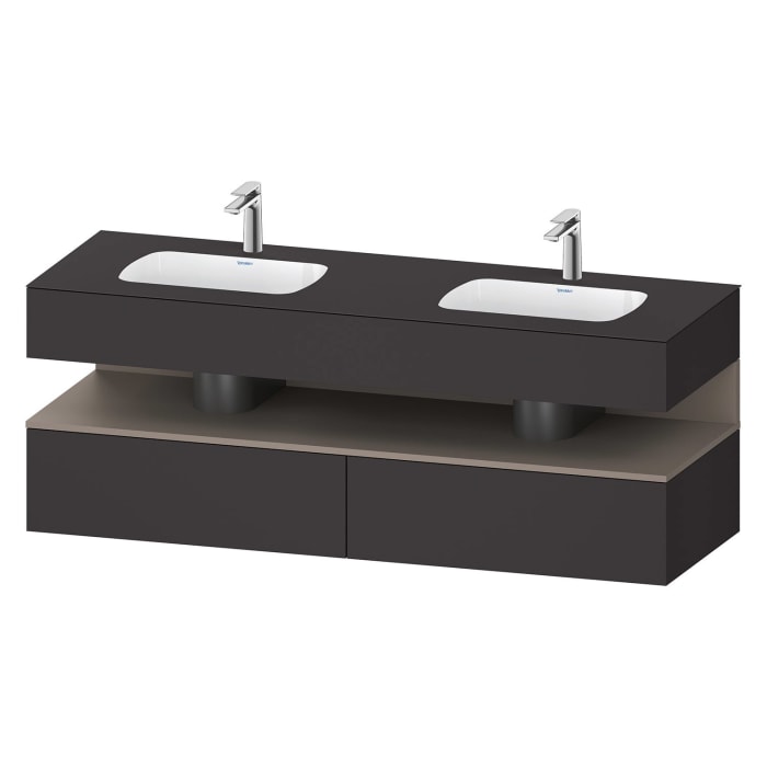 Duravit Qatego Einbauwaschtisch links und rechts mit Konsolenwaschtischunterbau 160 x 60 cm, 1 Auszug, mit LED Beleuchtung