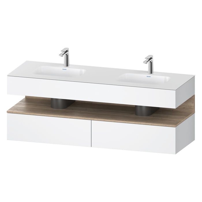 Duravit Qatego Einbauwaschtisch links und rechts mit Konsolenwaschtischunterbau 160 x 60 cm, 1 Auszug