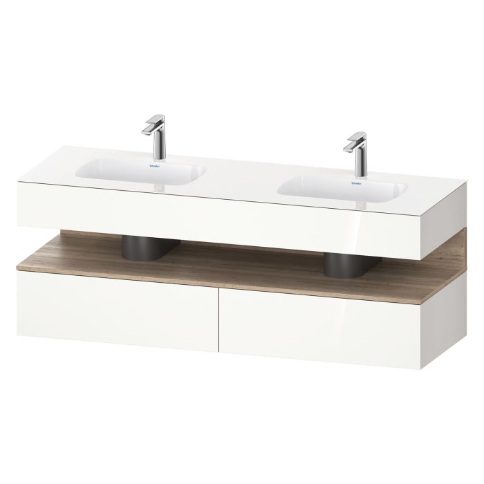 Duravit Qatego Einbauwaschtisch links und rechts mit Konsolenwaschtischunterbau 160 x 60 cm, 1 Auszug