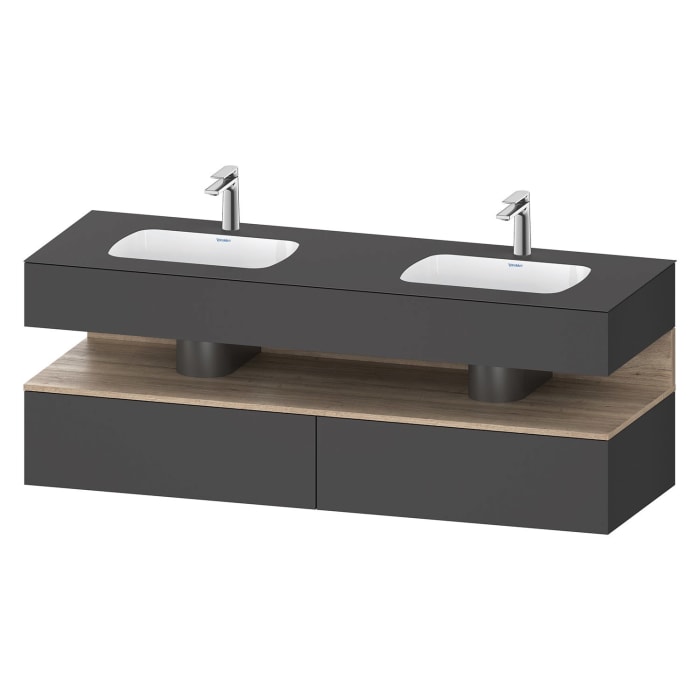Duravit Qatego Einbauwaschtisch links und rechts mit Konsolenwaschtischunterbau 160 x 60 cm, 1 Auszug