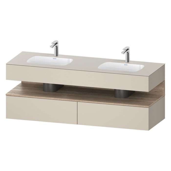 Duravit Qatego Einbauwaschtisch links und rechts mit Konsolenwaschtischunterbau 160 x 60 cm, 1 Auszug