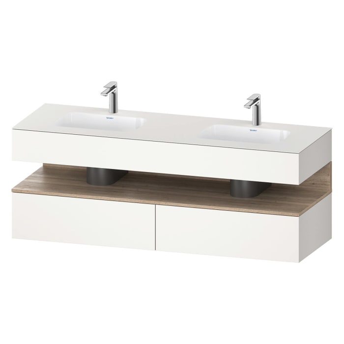 Duravit Qatego Einbauwaschtisch links und rechts mit Konsolenwaschtischunterbau 160 x 60 cm, 1 Auszug