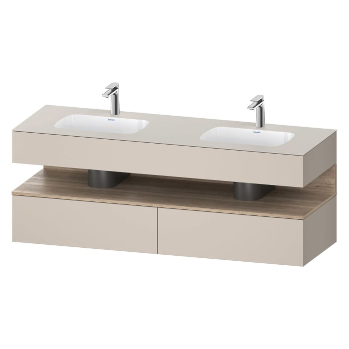 Duravit Qatego Einbauwaschtisch links und rechts mit Konsolenwaschtischunterbau 160 x 60 cm, 1 Auszug