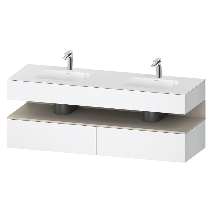 Duravit Qatego Einbauwaschtisch links und rechts mit Konsolenwaschtischunterbau 160 x 60 cm, 1 Auszug, mit LED Beleuchtung