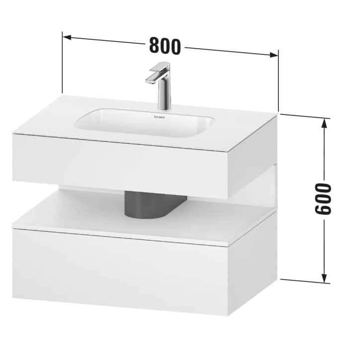 Duravit Qatego Einbauwaschtisch mit Konsolenwaschtischunterbau 80 x 60 cm, 1 Auszug, mit LED Beleuchtung
