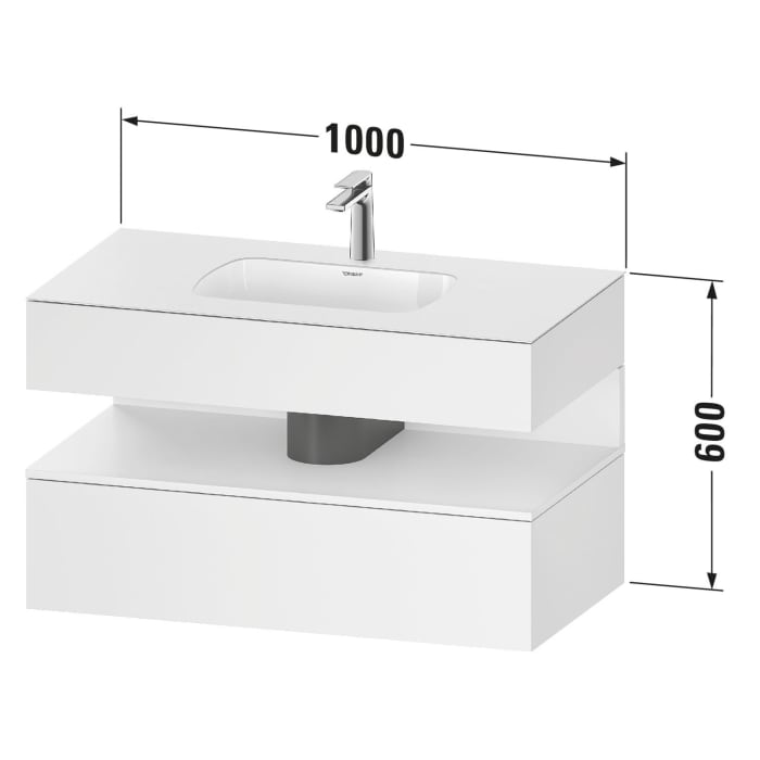 Duravit Qatego Einbauwaschtisch mit Konsolenwaschtischunterbau 100 x 60 cm, 1 Auszug, mit LED Beleuchtung