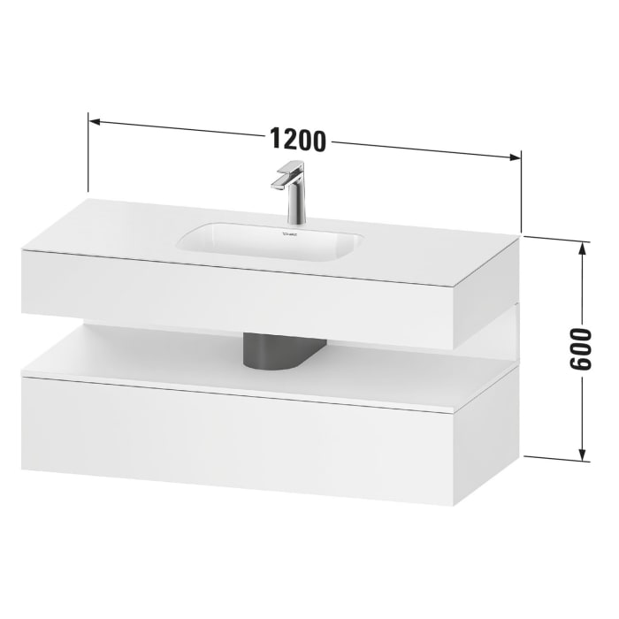 Duravit Qatego Einbauwaschtisch mit Konsolenwaschtischunterbau 120 x 60 cm, 1 Auszug, mit LED Beleuchtung