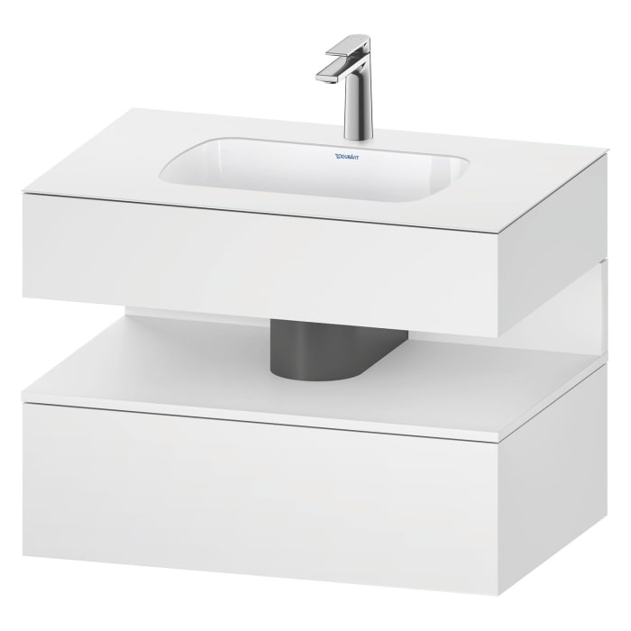 Duravit Qatego Einbauwaschtisch mit Konsolenwaschtischunterbau 80 x 60 cm, 1 Auszug, mit LED Beleuchtung