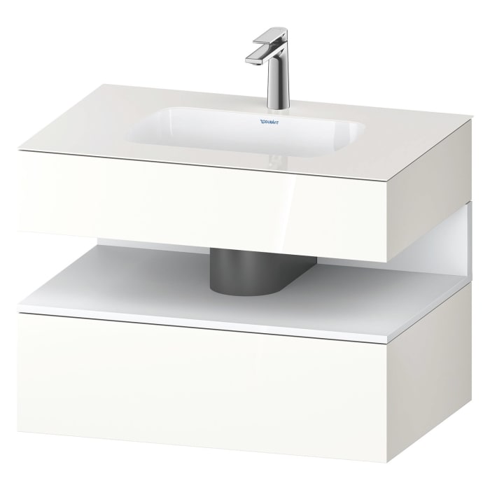 Duravit Qatego Einbauwaschtisch mit Konsolenwaschtischunterbau 80 x 60 cm, 1 Auszug, mit LED Beleuchtung
