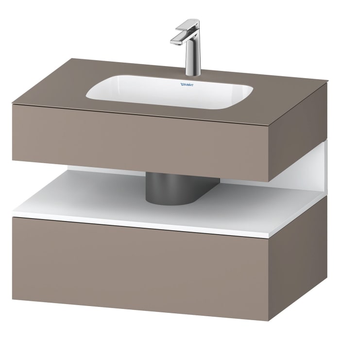 Duravit Qatego Einbauwaschtisch mit Konsolenwaschtischunterbau 80 x 60 cm, 1 Auszug, mit LED Beleuchtung