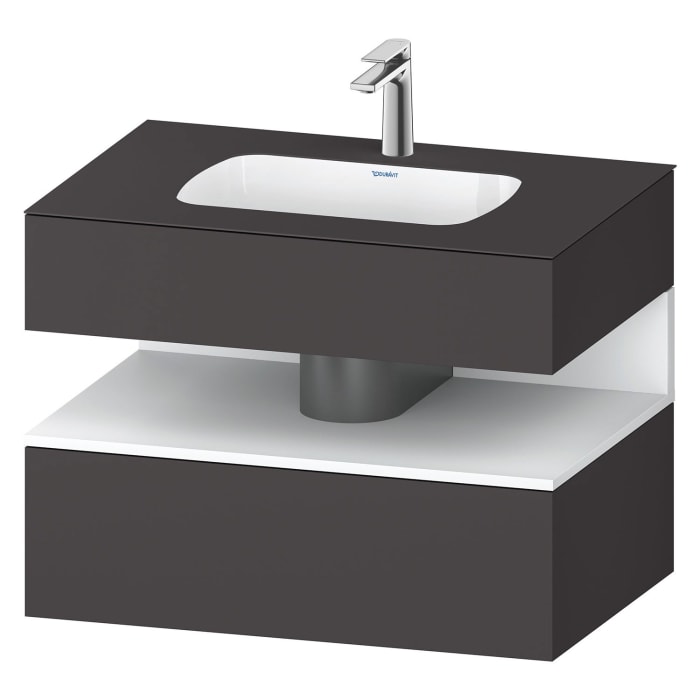 Duravit Qatego Einbauwaschtisch mit Konsolenwaschtischunterbau 80 x 60 cm, 1 Auszug, mit LED Beleuchtung