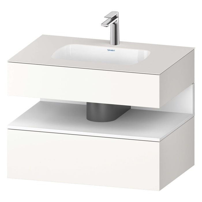 Duravit Qatego Einbauwaschtisch mit Konsolenwaschtischunterbau 80 x 60 cm, 1 Auszug