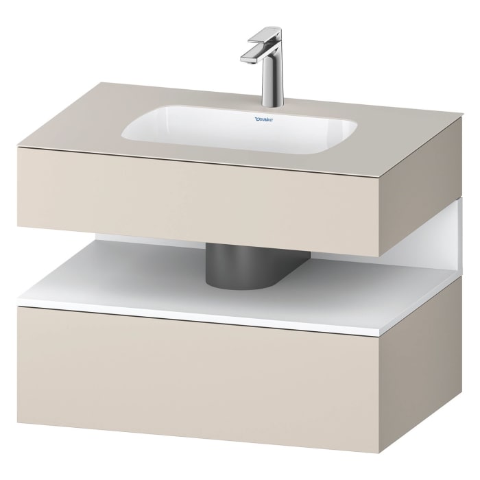 Duravit Qatego Einbauwaschtisch mit Konsolenwaschtischunterbau 80 x 60 cm, 1 Auszug, mit LED Beleuchtung