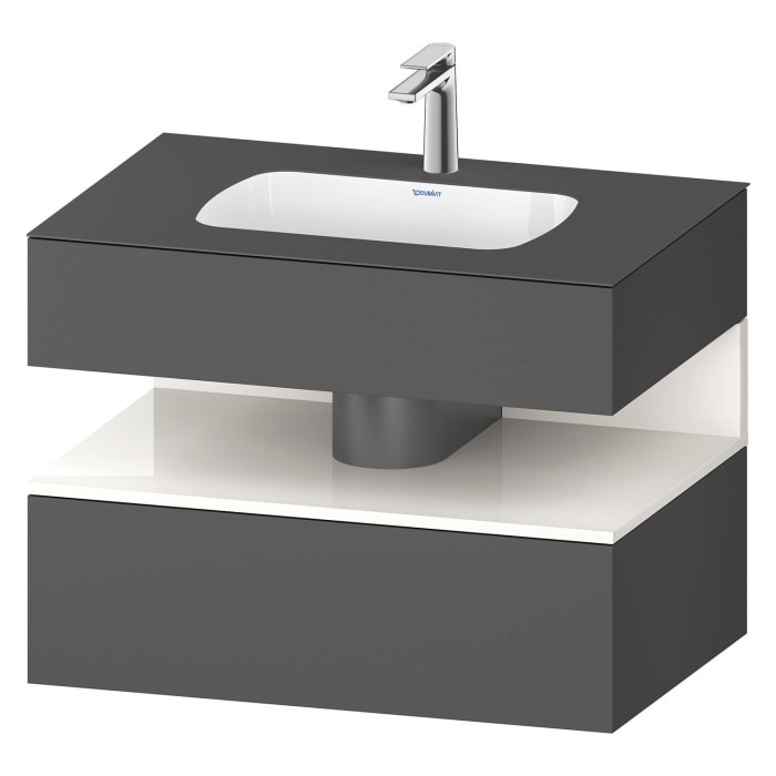 Duravit Qatego Einbauwaschtisch mit Konsolenwaschtischunterbau 80 x 60 cm, 1 Auszug