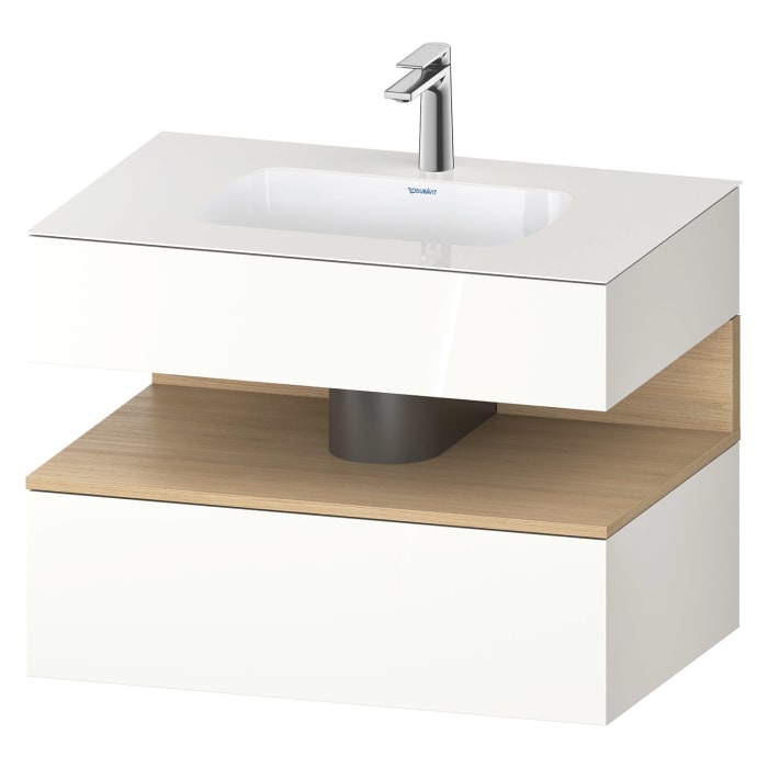 Duravit Qatego Einbauwaschtisch mit Konsolenwaschtischunterbau 80 x 60 cm, 1 Auszug, mit LED Beleuchtung