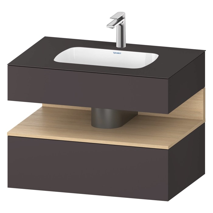Duravit Qatego Einbauwaschtisch mit Konsolenwaschtischunterbau 80 x 60 cm, 1 Auszug, mit LED Beleuchtung