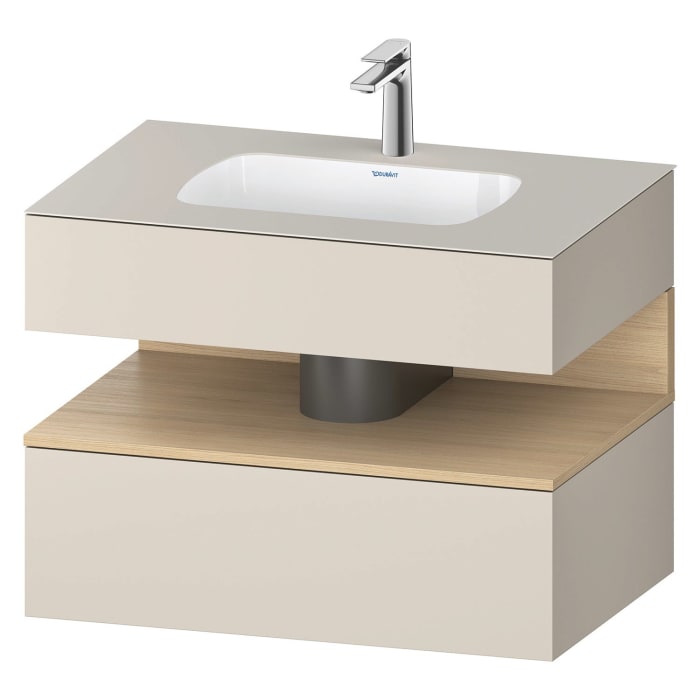 Duravit Qatego Einbauwaschtisch mit Konsolenwaschtischunterbau 80 x 60 cm, 1 Auszug