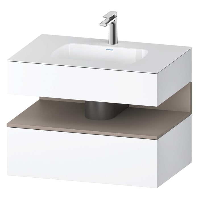 Duravit Qatego Einbauwaschtisch mit Konsolenwaschtischunterbau 80 x 60 cm, 1 Auszug, mit LED Beleuchtung