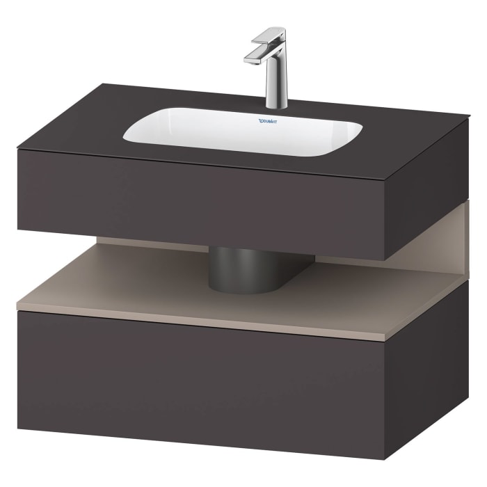 Duravit Qatego Einbauwaschtisch mit Konsolenwaschtischunterbau 80 x 60 cm, 1 Auszug, mit LED Beleuchtung