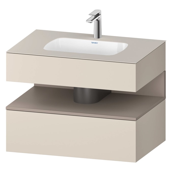 Duravit Qatego Einbauwaschtisch mit Konsolenwaschtischunterbau 80 x 60 cm, 1 Auszug, mit LED Beleuchtung
