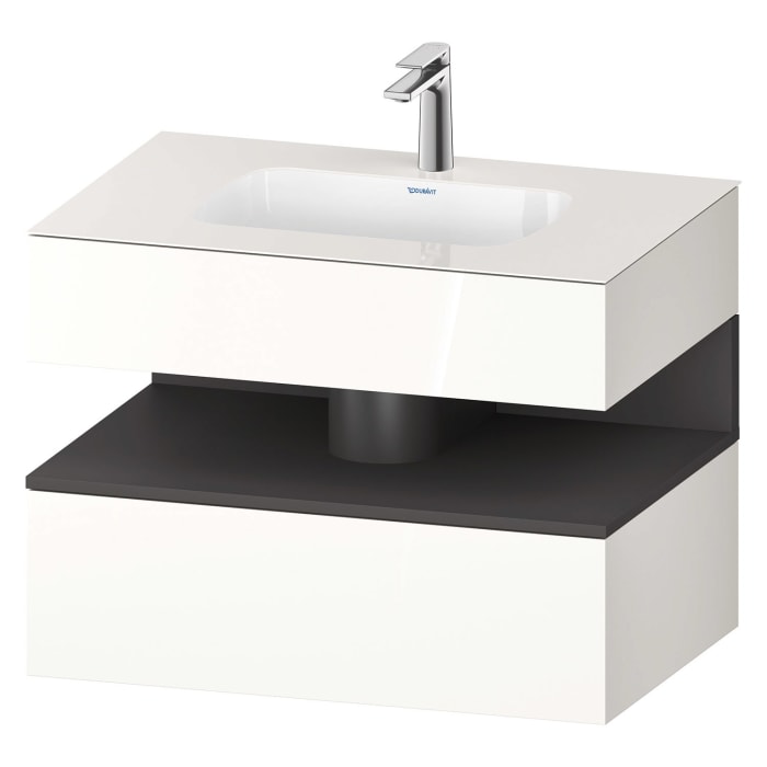 Duravit Qatego Einbauwaschtisch mit Konsolenwaschtischunterbau 80 x 60 cm, 1 Auszug, mit LED Beleuchtung