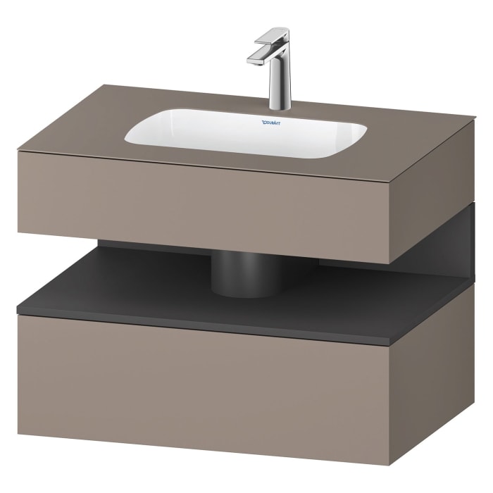 Duravit Qatego Einbauwaschtisch mit Konsolenwaschtischunterbau 80 x 60 cm, 1 Auszug, mit LED Beleuchtung