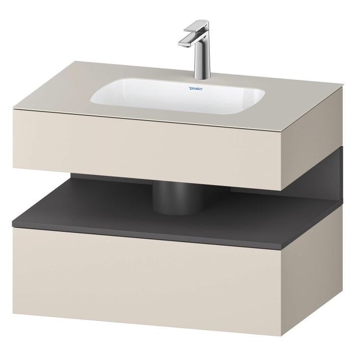 Duravit Qatego Einbauwaschtisch mit Konsolenwaschtischunterbau 80 x 60 cm, 1 Auszug