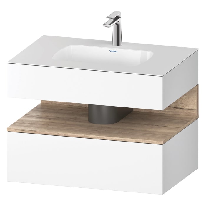 Duravit Qatego Einbauwaschtisch mit Konsolenwaschtischunterbau 80 x 60 cm, 1 Auszug, mit LED Beleuchtung