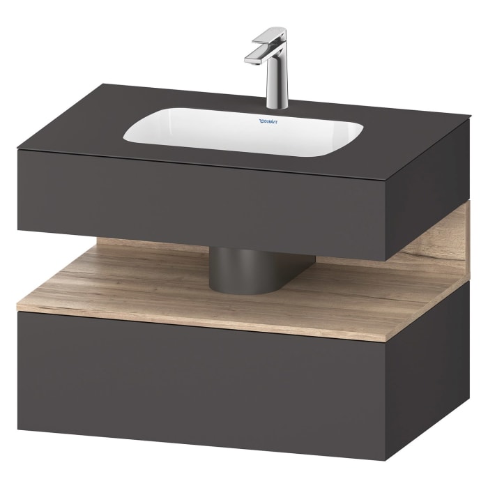 Duravit Qatego Einbauwaschtisch mit Konsolenwaschtischunterbau 80 x 60 cm, 1 Auszug, mit LED Beleuchtung