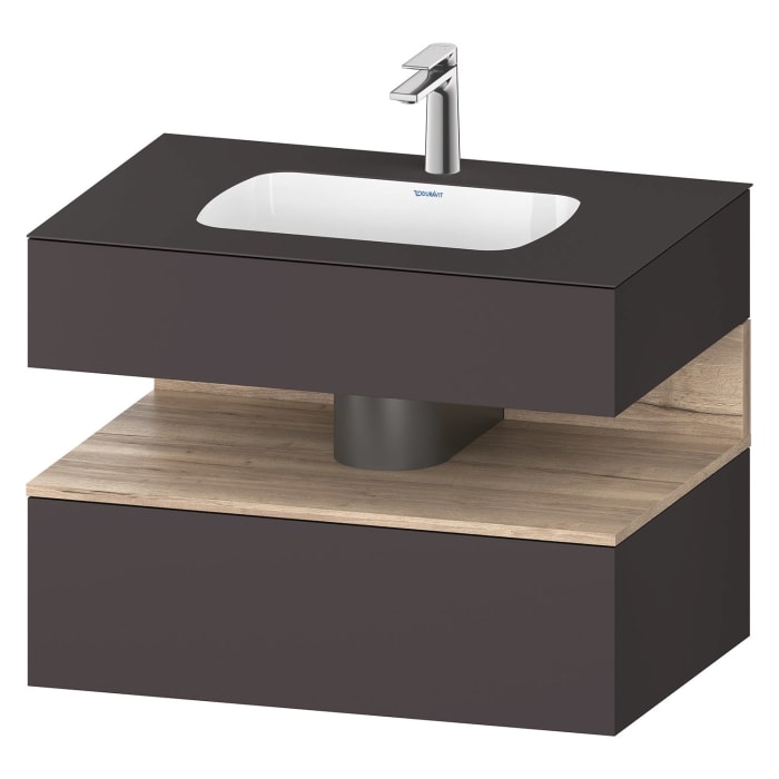 Duravit Qatego Einbauwaschtisch mit Konsolenwaschtischunterbau 80 x 60 cm, 1 Auszug, mit LED Beleuchtung