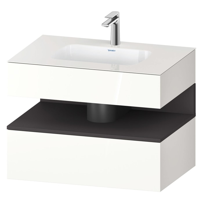 Duravit Qatego Einbauwaschtisch mit Konsolenwaschtischunterbau 80 x 60 cm, 1 Auszug, mit LED Beleuchtung