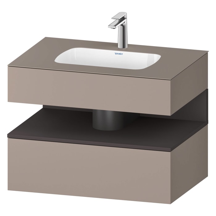 Duravit Qatego Einbauwaschtisch mit Konsolenwaschtischunterbau 80 x 60 cm, 1 Auszug, mit LED Beleuchtung