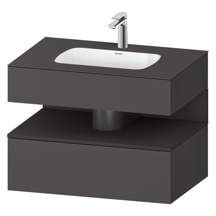 Duravit Qatego Einbauwaschtisch mit Konsolenwaschtischunterbau 80 x 60 cm, 1 Auszug, mit LED Beleuchtung