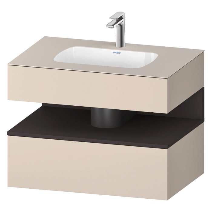 Duravit Qatego Einbauwaschtisch mit Konsolenwaschtischunterbau 80 x 60 cm, 1 Auszug, mit LED Beleuchtung