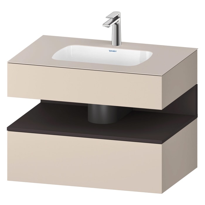 Duravit Qatego Einbauwaschtisch mit Konsolenwaschtischunterbau 80 x 60 cm, 1 Auszug, mit LED Beleuchtung