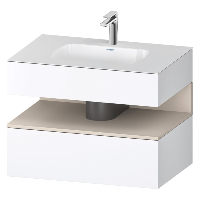 Duravit Qatego Einbauwaschtisch mit Konsolenwaschtischunterbau 80 x 60 cm, 1 Auszug, mit LED Beleuchtung
