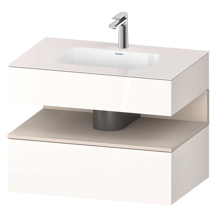 Duravit Qatego Einbauwaschtisch mit Konsolenwaschtischunterbau 80 x 60 cm, 1 Auszug