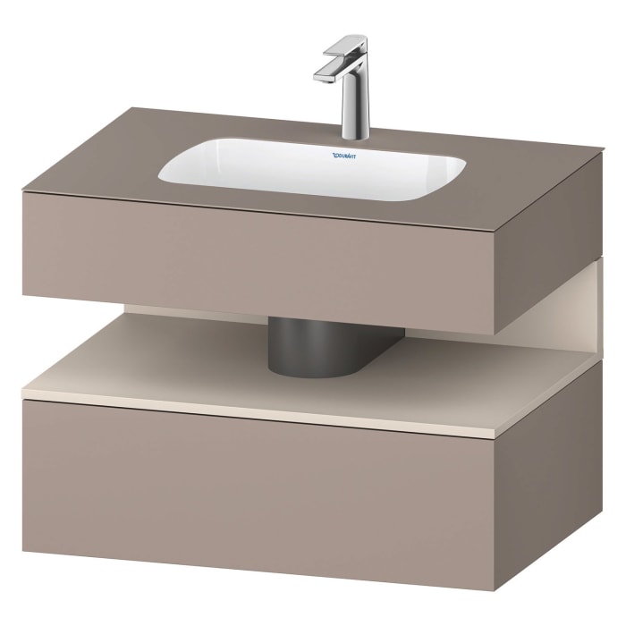 Duravit Qatego Einbauwaschtisch mit Konsolenwaschtischunterbau 80 x 60 cm, 1 Auszug, mit LED Beleuchtung