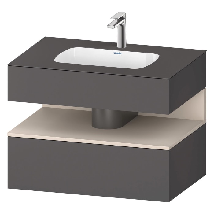Duravit Qatego Einbauwaschtisch mit Konsolenwaschtischunterbau 80 x 60 cm, 1 Auszug